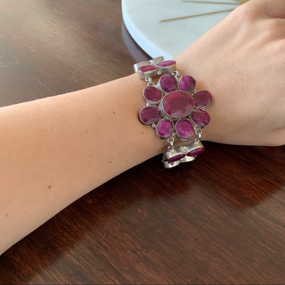 Vintage flower Ruby bracelet - Picture 2 of 4